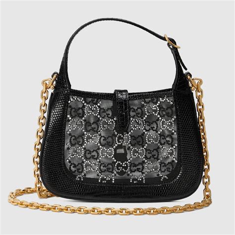 gucci jackie 1961 crystal|Gucci Jackie 1961 mini crystal GG lizard bag.